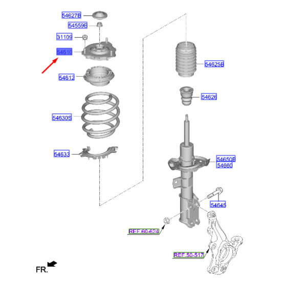 54610BE000 - Hyundai Kona MK2 Front Shock absorber Insulator 54610be000 NEW ORIGINAL
