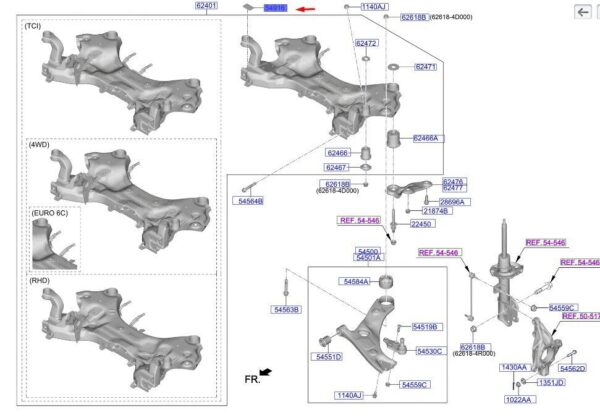 546193X000 - HYUNDAI SANTA FÉ MK4 Front Suspension Crossmember Pad 546193X000 NEW GENUINE