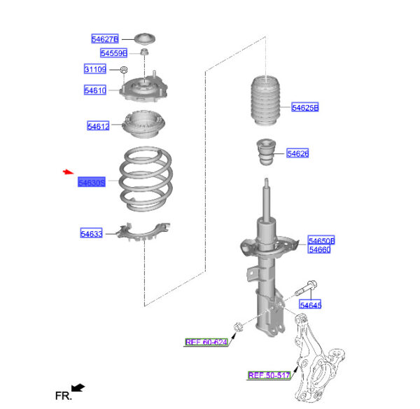 54630BE100 - Hyundai Kona MK2, front screw spring, 54630BE100, original