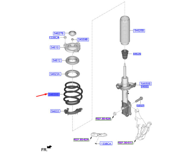 54632J9370 - Hyundai Kona MK1 front screw spring 54632J9370, original part