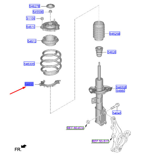 54633AT000 - Hyundai Kona MK2 Front Bottom Spring Pads 54633AT000 NEW ORIGINAL