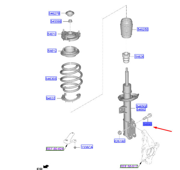 546454H000 - Hyundai Tucson NX4 MK4 Front Strut Flanged Bolt 546454H000part