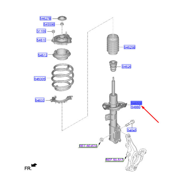 54650BE400 - Hyundai Kona MK2 shock absorber front left 54650be400 NEW ORIGINAL