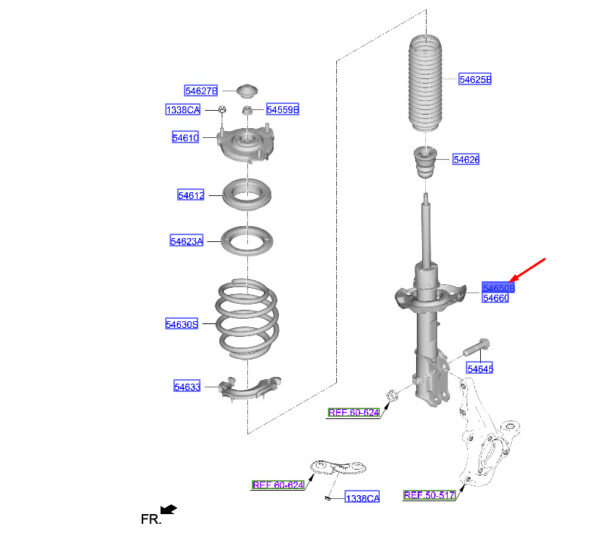 54650K4000 - Hyundai Kona Electric MK1 Front Left Shock Absorber 54650K4000 NEW ORIGINAL