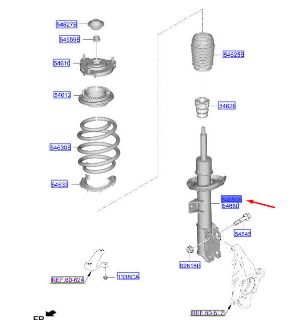 54650N7000 - Hyundai Tucson NX4 MK4 Front Left Shock absorber 54650N7000 NEW ORIGINAL