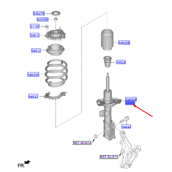 54651BEDA0 - Hyundai Kona MK2 front right shock absorber 54651BEDA0 NEW ORIGINAL