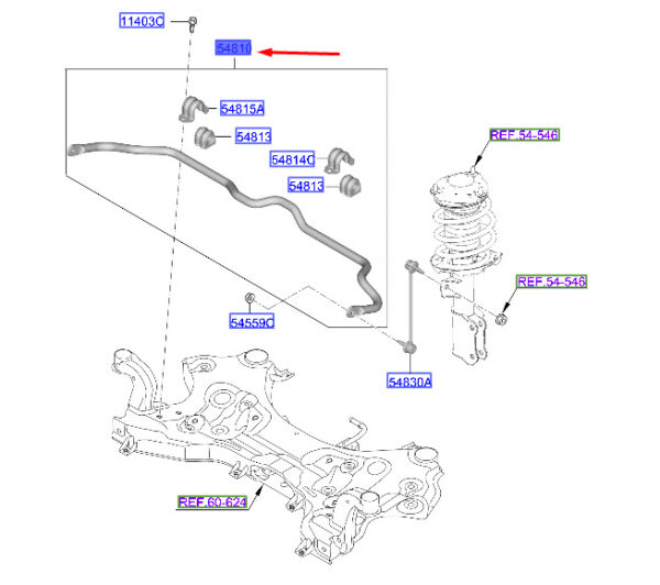 54810BE000 - Hyundai Kona MK2 Front Stabilizer 54810be000 NEW ORIGINAL