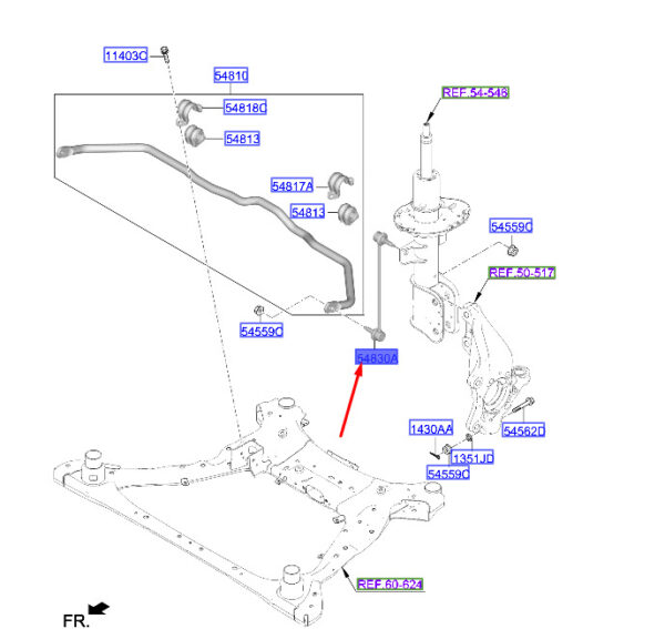 54830N9000 - Hyundai Tucson NX4 MK4 Front Stabilizer Rod 54830N9000 NEW ORIGINAL