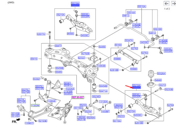 552202W050 - Hyundai Santa Fe MK3 DM right rear handlebar 552202W050 NEW ORIGINAL