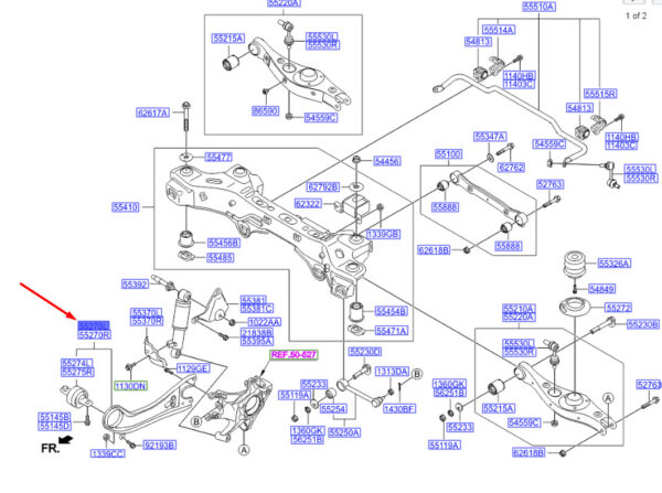 552702W650 - Hyundai Santa Fe MK3 DM longitudinal handlebar rear left 552702W650 NEW ORIGINAL