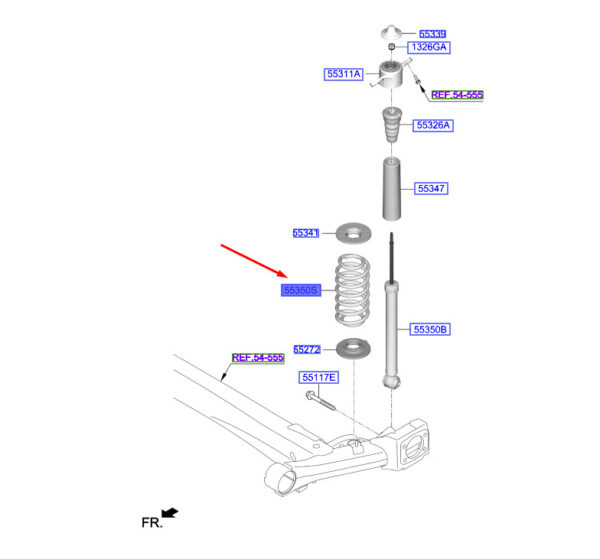 55330J9010 - Hyundai Kona MK1, rear screw spring, 55330J9010, original
