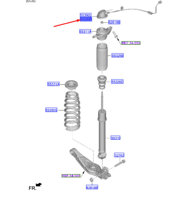 55349N7800 - Hyundai Tucson NX4 MK4 Rear Right Spring Leg Extension 55349N7800 Part