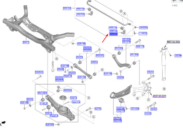 555143S000 - Hyundai Kona Electric MK1 rear left stabilizer mount 555143S000 original