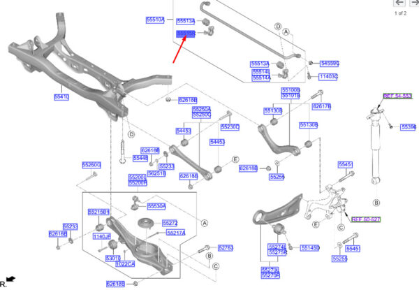 555153M101 - Hyundai Kona Electric MK1 Right Rear Stabilizer Mount 555153M101 NEW