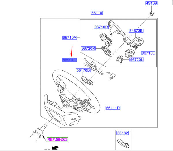 561902W100 - Hyundai Santa FE MK3 DM Steering Wheel Extension Cable 561902W100, NEW, ORIGINAL