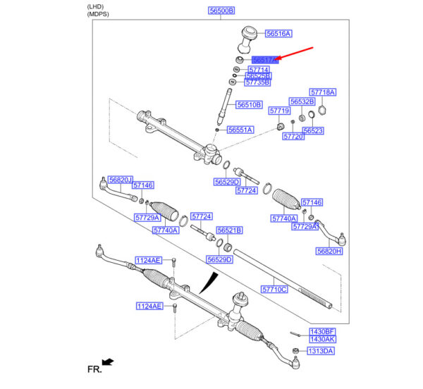 565192W000 - Hyundai Santa FE MK3 DM Power Steering Male 565192W000 NEW ORIGINAL