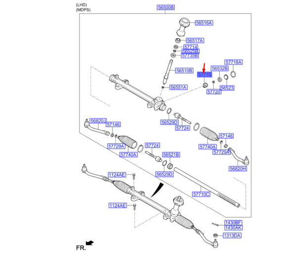 577193V000 - Hyundai Santa Fe MK3 DM Steering Transmission Support Joch LHD 577193V000 NEW ORIGINAL