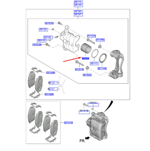 581121H000 - Hyundai Kona MK1 disc brake piston front 581121H000 NEW ORIGINAL