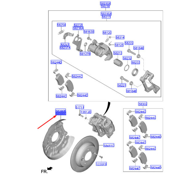 58391AA300 - Hyundai i20 MK3 rear right brake disc protector 58391AA300 NEW ORIGINAL