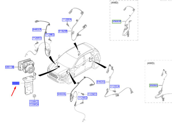 58920J9000 - Hyundai Kona MK1 Mount for Hydraulic Unit Left Steering 58920J9000 Part