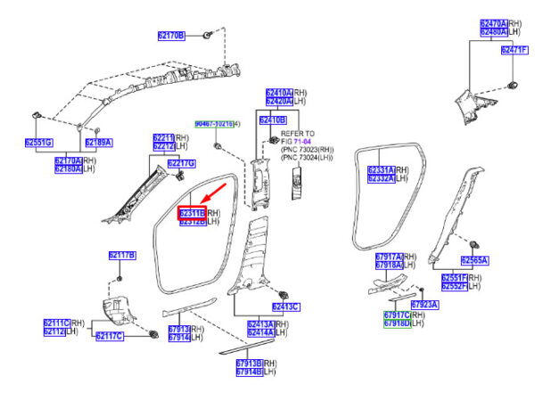 62311F4010 - Toyota C-Hr MK1 Front Right Door Gasket, Rubber 62311F4010, NEW, ORIGINAL