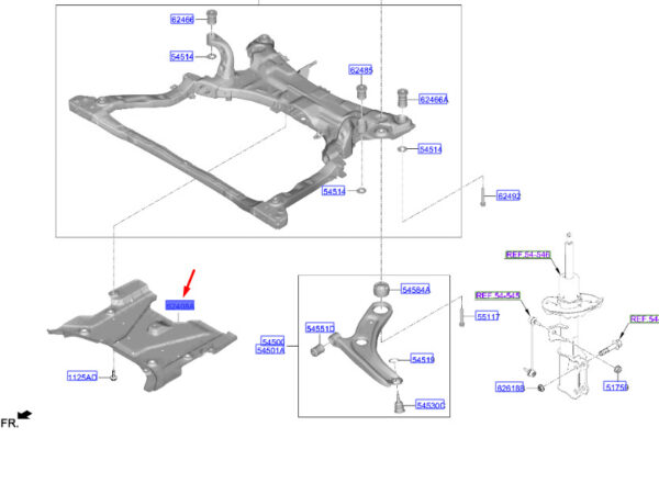 62408BE000 - Hyundai Kona MK2 Underfloor Cover Subframe 62408BE000 NEW ORIGINAL