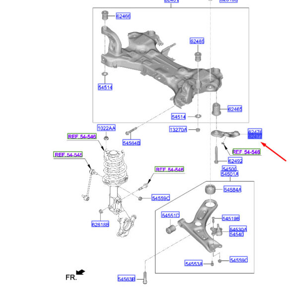 62477F2100 - Hyundai Kona MK1 cross beam front right 62477F2100 NEW ORIGINAL
