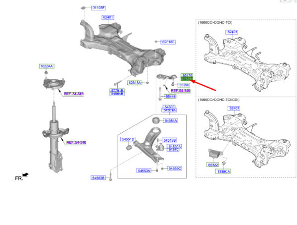 62477G4AA0 - KIA CEED MK3 CD Front Crossmember Right Stay 62477G4AA0 NEW GENUINE