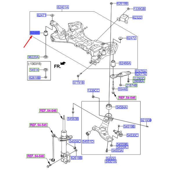 624852W100 - Hyundai Santa Fe MK3 Front Crossbody Mounting Journey 624852W100 NEW ORIGINAL