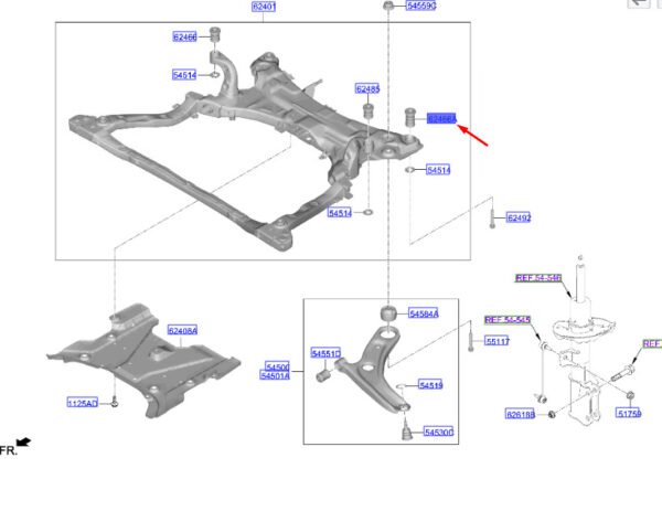 62486BE000 - Hyundai Kona MK2 Front Crossbody Mounting Journey 62486BE000, Original