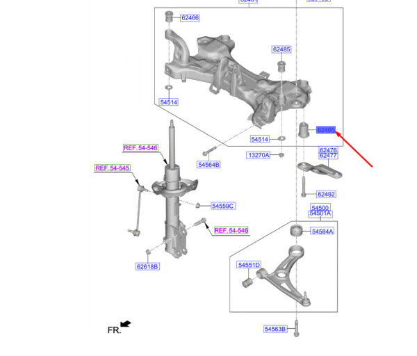 62486K4000 - Hyundai Kona Electric MK1 Front Crossbody Mounting Journey 62486K4000, Original