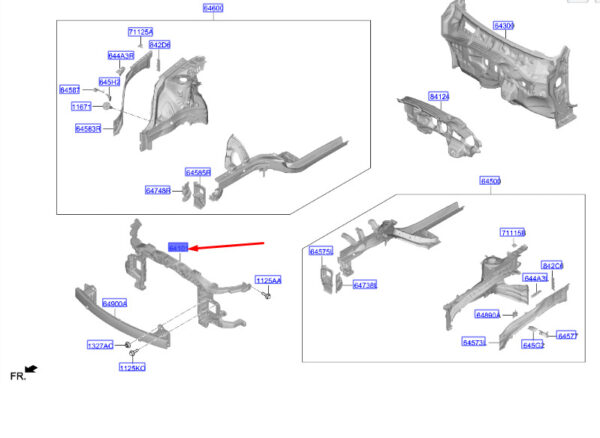 64101BE030 - Hyundai Kona MK2 Frontend-Modulträgerbaugruppe 64101BE030, Original