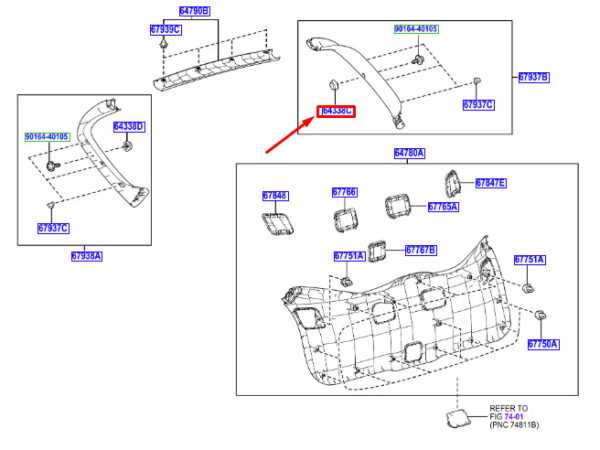 64338F4010C0 - Toyota C-HR MK1 Side Door Trim Hook 64338F4010C0, NEW, ORIGINAL
