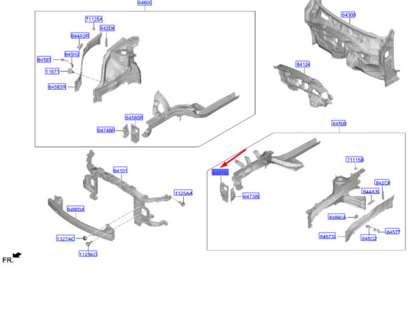 64575BE030 - Hyundai Kona MK2 Front Luggage Rack Upper Mount Left 64575BE030 New