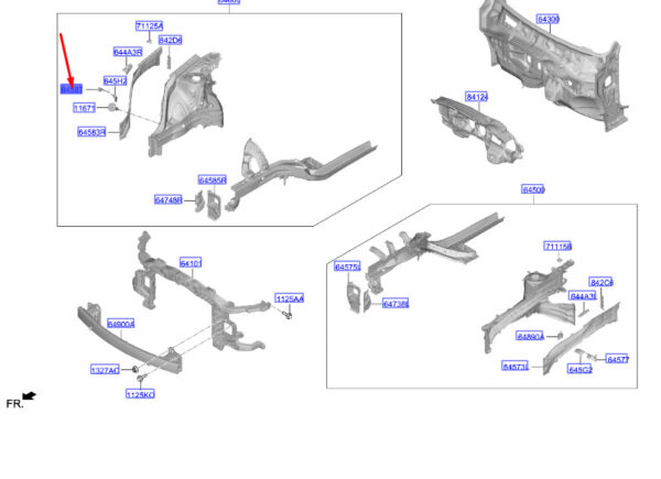 64587BE000 - Hyundai Kona MK2 Fenders/Bumper Mount Front Right 64587BE000part