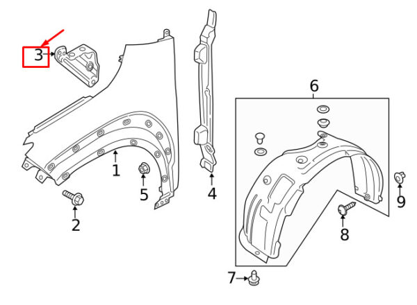 66331J9000 - Hyundai Kona MK1 Front Left Fender Bracket 66331J9000, Genuine Part