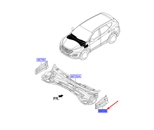 667182W000 - Hyundai Santa Fe MK3 DM Side Trim Outside Top Left 667182W000 Part