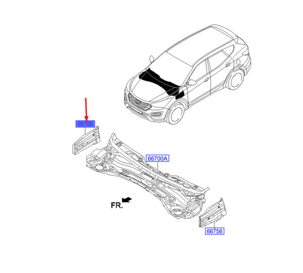 667282W000 - Hyundai Santa Fe MK3 DM Upper Right Outside Side Trim 667282W000 Part