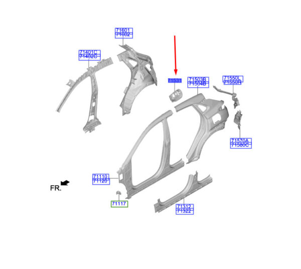 71531J9000 - Hyundai Kona MK1 Tank Lid Housing 71531J9000, Original Part