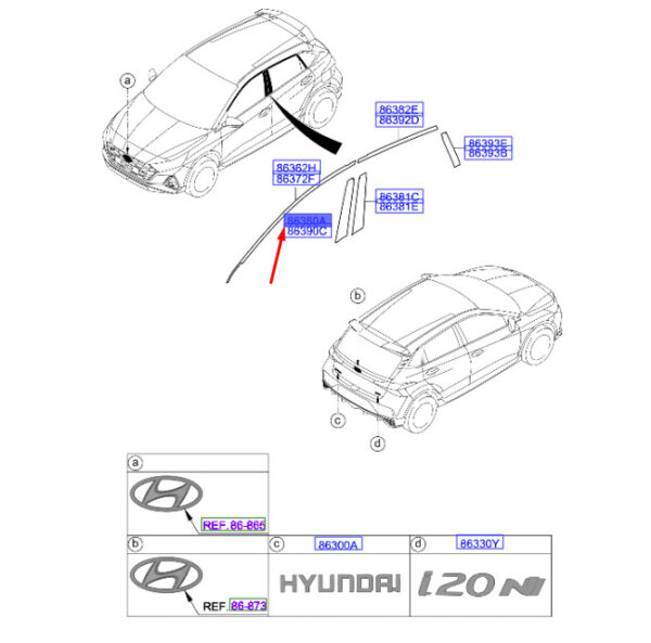 76513Q0000 - HYUNDAI i20 MK3 Front Left Door Rear Black Tape 76513Q0000 NEW GENUINE