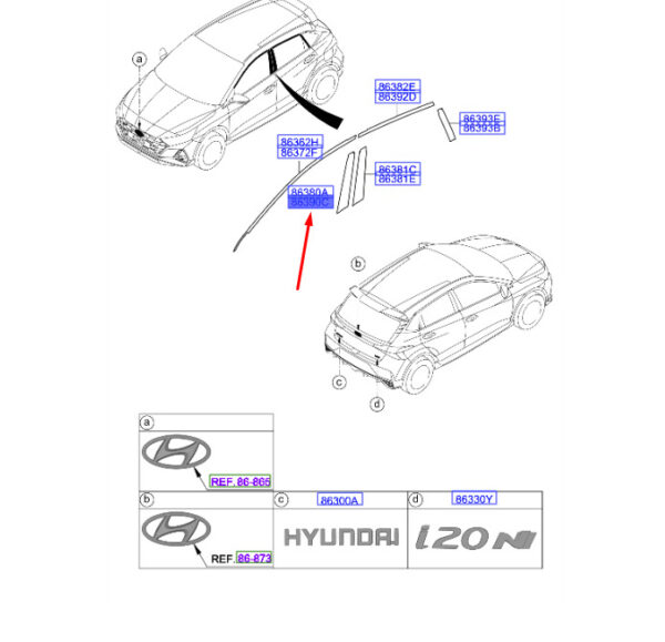 76523Q0000 - Hyundai i20 MK3 Door Front Right Rear Black Tape 76523Q0000 NEW