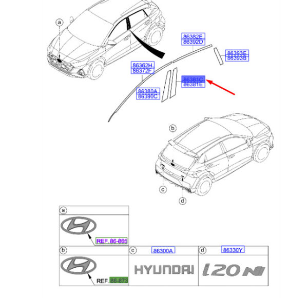 77511Q0000 - HYUNDAI i20 MK3 Rear Left Door Front Black Tape 77511Q0000 NEW GENUINE