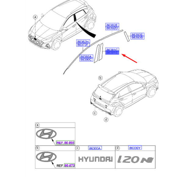 77521Q0000 - HYUNDAI i20 MK3 Rear Right Door Front Black Tape 77521Q0000 NEW GENUINE