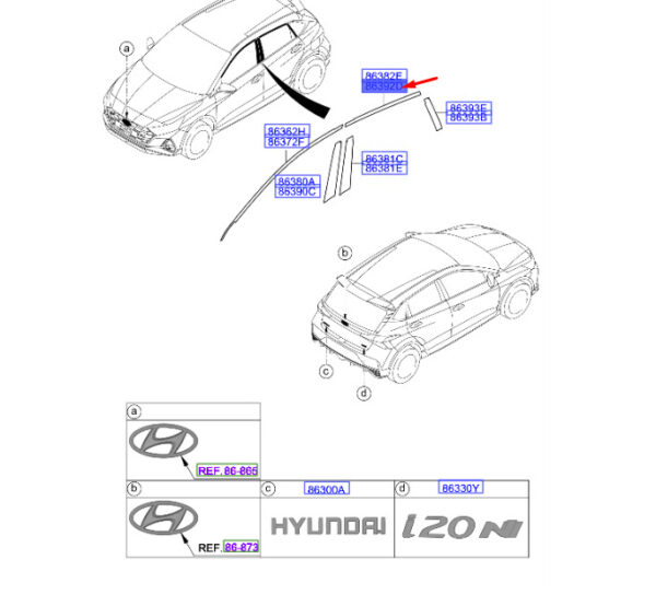 77522Q0000 - Hyundai i20 MK3 Door Frame Rear Right Upper Black Tape 77522Q0000