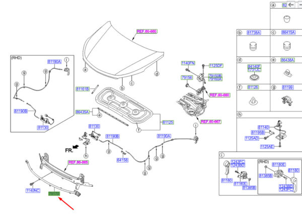 791702W000 - HYUNDAI SANTA FE MK3 DM Active Hood Sensor / Unit 791702W000 NEW GENUINE