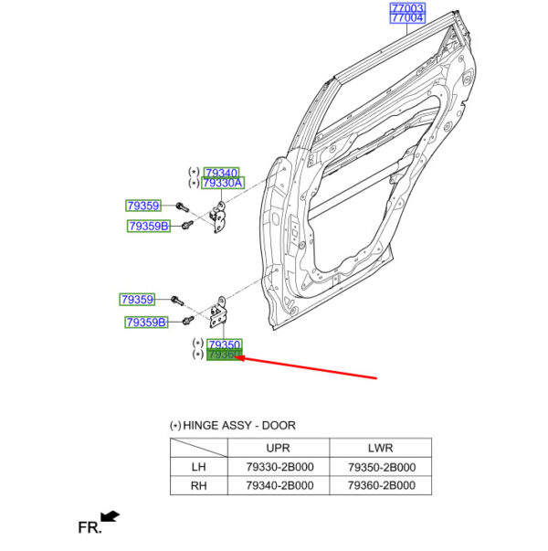 793602B000 - Hyundai Santa Fe MK3 DM Rear Bottom Right Door Hinge 793602B000 NEW ORIGINAL