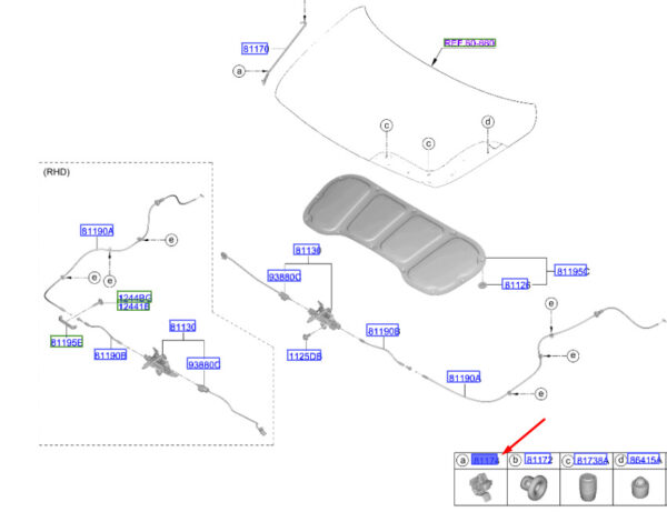 811742L000 - Hyundai i20 MK3 Hood/Trunk Lid Clip 811742L000, Original Part