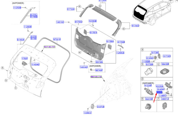 81210C5000 - Hyundai Tucson NX4 MK4 Tailgate Closer 81210C5000, Genuine Part