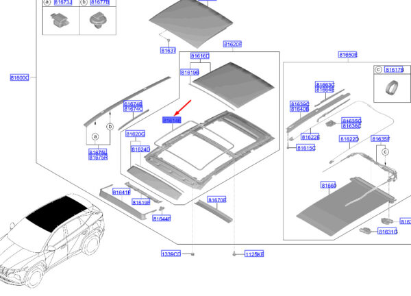 81614N9000 - Hyundai Tucson NX4 Panoramic Roof Gasket 81614N9000, NEW, ORIGINAL
