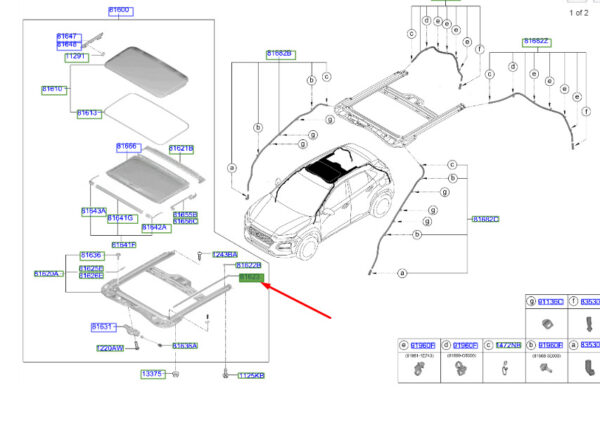 816233M000 - Hyundai Kona MK1 Sunroof Gasket Tape 816233M000, Original